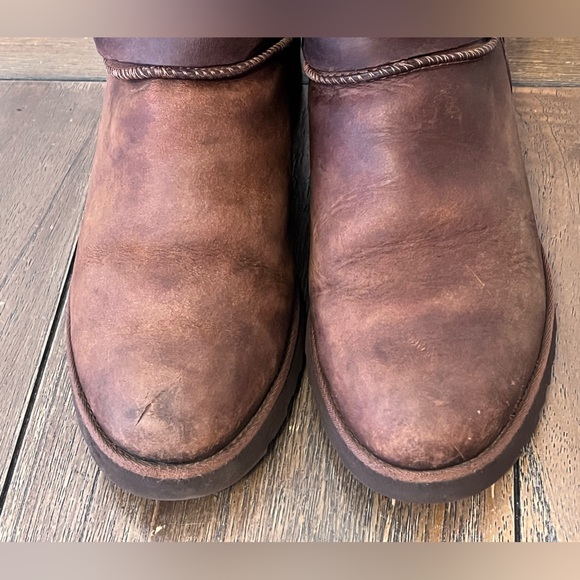 UGG Maddox Brown Leather Boots Womens size 9 - Picture 6 of 10